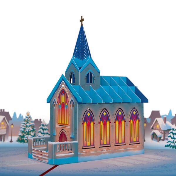 Stained Glass Christmas Chapel Pop-Up Card - 图片 2