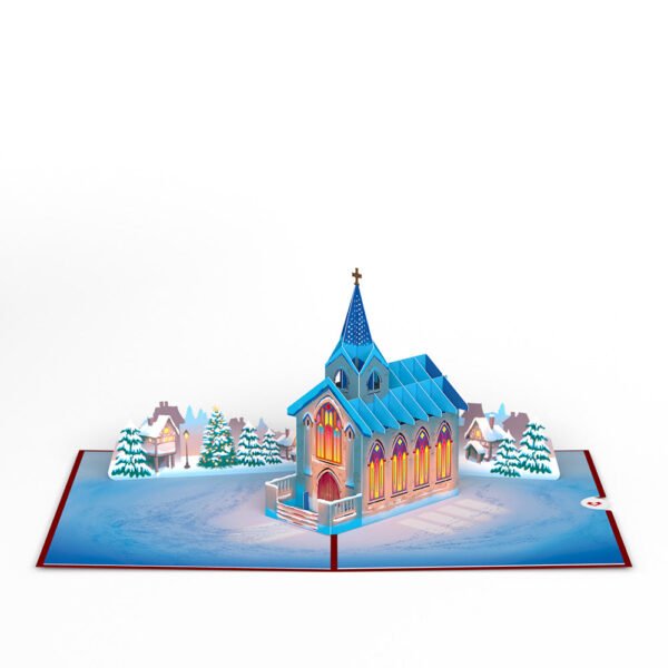 Stained Glass Christmas Chapel Pop-Up Card - 图片 3