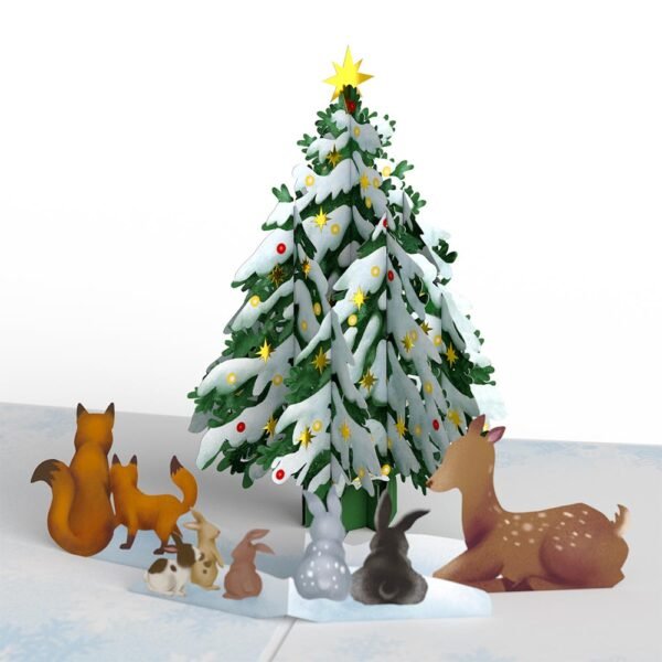 Woodland White Christmas Pop-Up Card - 图片 2