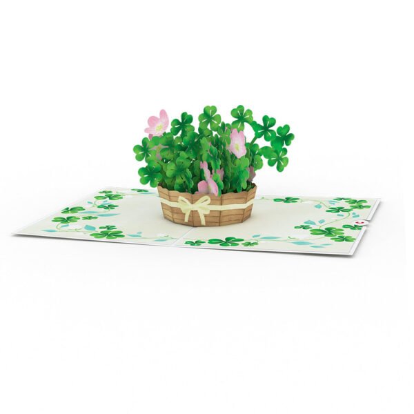 Shamrock Basket St. Patrick's Day Pop-Up Card - 图片 3