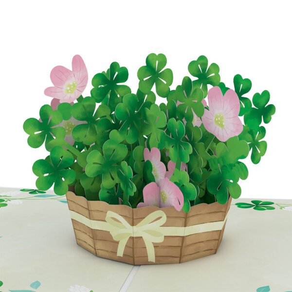 Shamrock Basket St. Patrick's Day Pop-Up Card - 图片 2