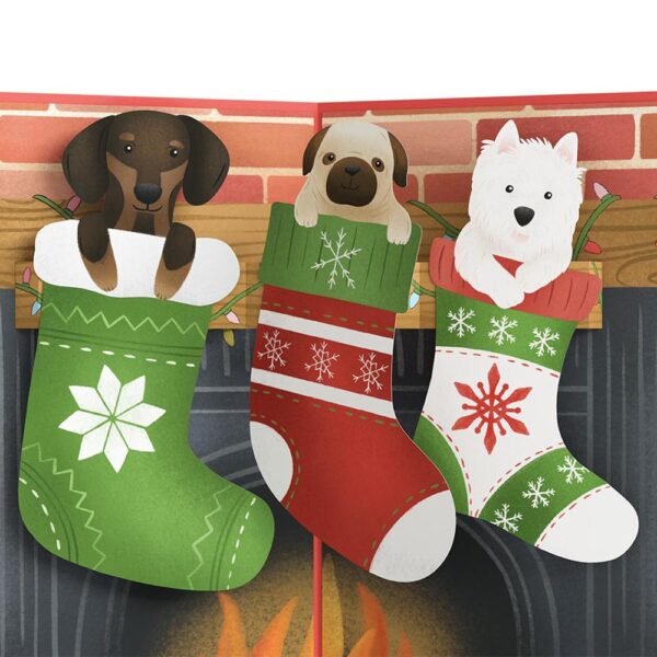 Christmas Dog Stockings Pop-Up Card - 图片 2