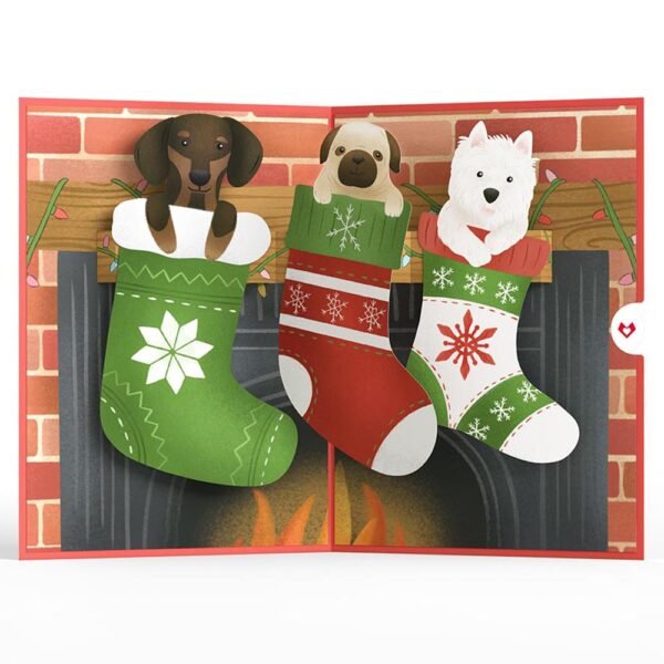 Christmas Dog Stockings Pop-Up Card - 图片 3