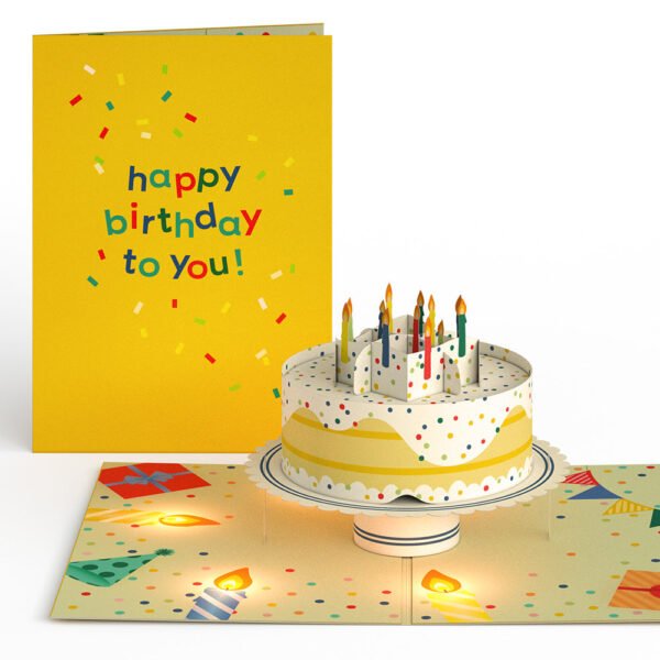 Happy Birthday Confetti Cake Music and Lights Pop-Up Card - 图片 3