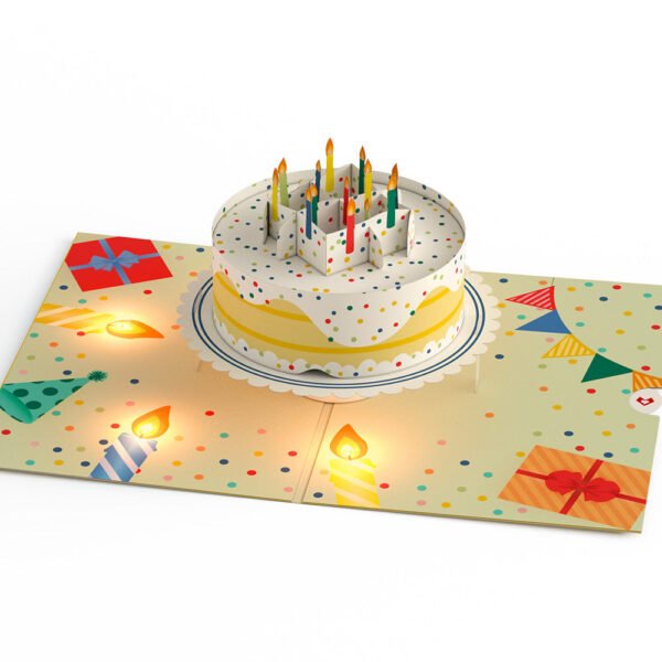 Happy Birthday Confetti Cake Music and Lights Pop-Up Card - 图片 4