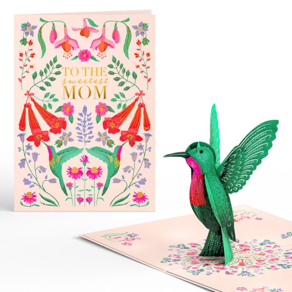 Sweetest Mom Hummingbird Pop-Up Card & Bouquet Bundle - 图片 2