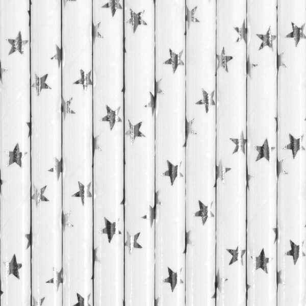 Silver Star Paper Straws 10ct - 图片 2