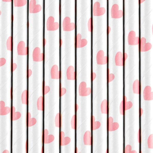 Light Pink Heart Paper Straws 10ct - 图片 2
