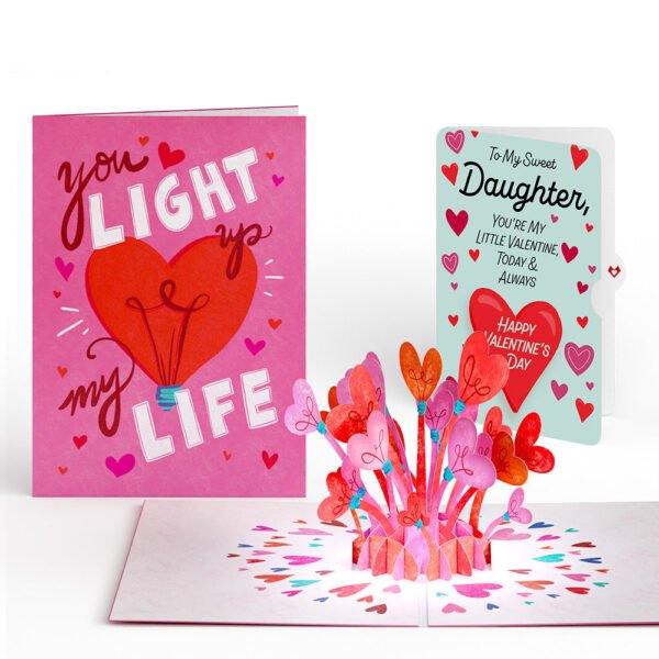 You Light Up My Life Valentine Pop-Up Card and Sentiment Set for Daughter