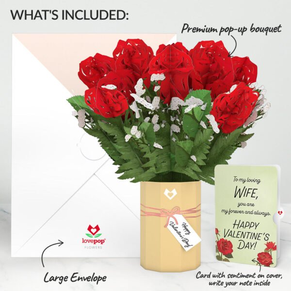 Valentine's Day Flower Bouquet and Sentiment Set for Wife - 图片 2