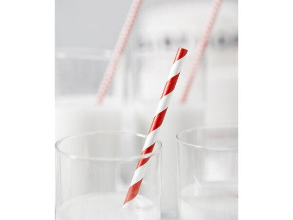 Red Striped Paper Straws 10ct - 图片 3