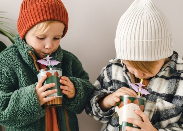 Green & White Striped Pterodactyl Paper Straws 6ct - 图片 4
