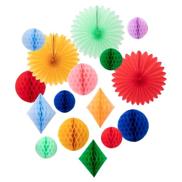 Rainbow Honeycomb Decoration Kit (x 16)