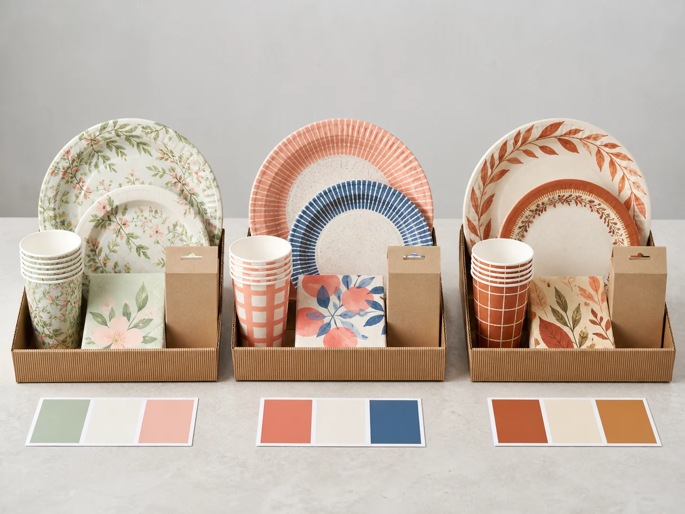 Seasonal paper party tableware retail assortment line review with three coordinated collections