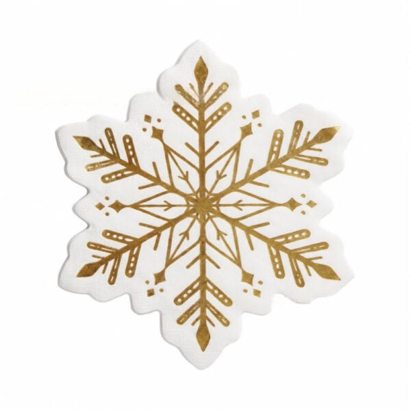 Snowflake gold-foil 2-ply paper party napkins – real product photo