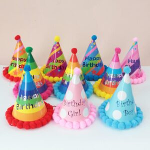 Colorful Paper Cone Birthday Hats