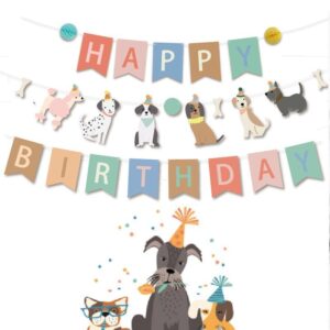Custom-Shape Happy Birthday Paper Banner (Puppy Theme)