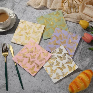 Gold Foil Butterfly Print Paper Napkins | Damai Party