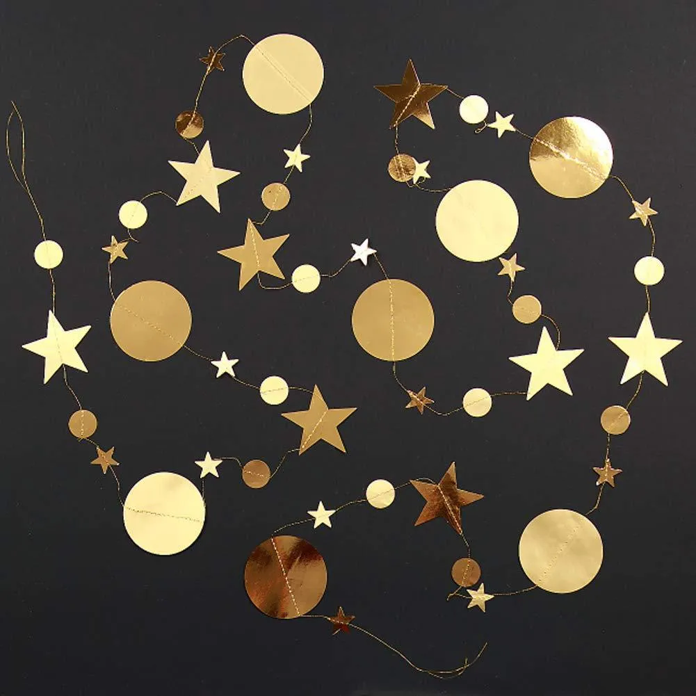 Gold & Silver Paper Circle Dot and Star Garland – view 2 | Damai Party