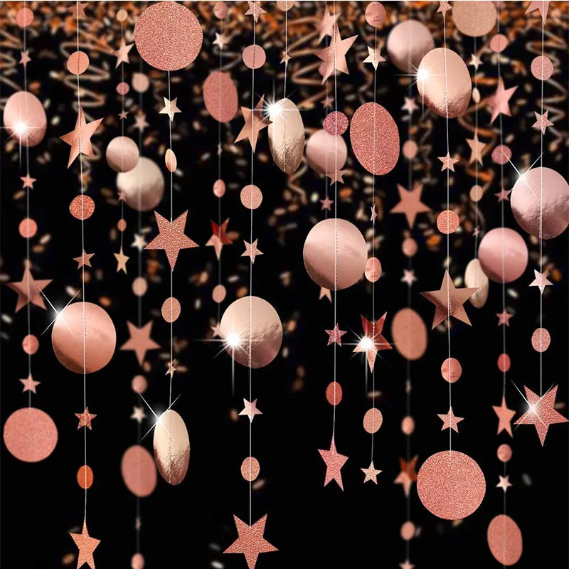 Gold & Silver Paper Circle Dot and Star Garland – view 3 | Damai Party