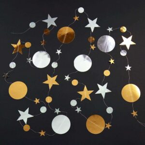 Gold & Silver Paper Circle Dot and Star Garland