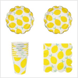 Lemon gold-foil scalloped paper plate, wholesale party tableware