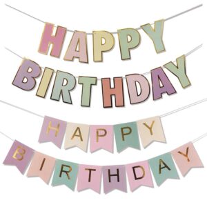 Macaron Gold-Foil Happy Birthday Letter Banner