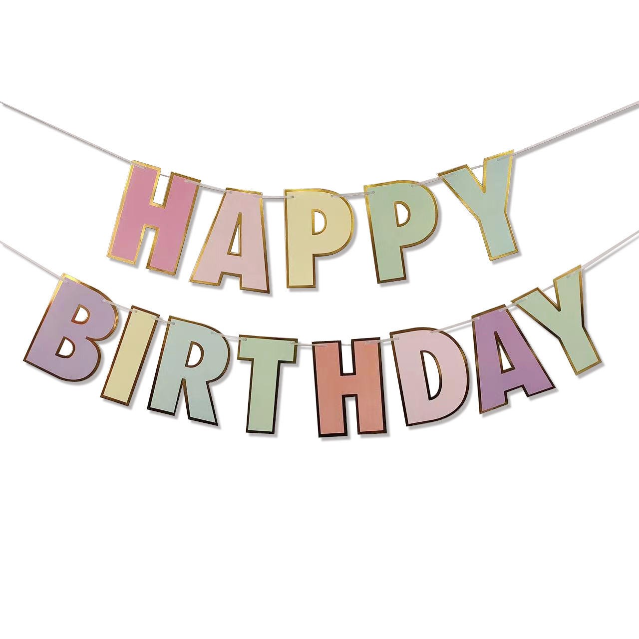 Macaron Gold-Foil Happy Birthday Letter Banner - view 3