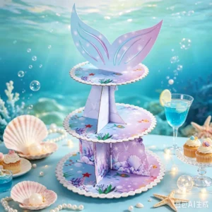 Mermaid 3-Tier Cardboard Cupcake Tower | Damai Party