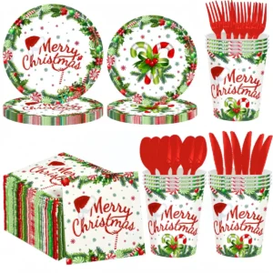 Merry Christmas Paper Tableware Set | Damai Party