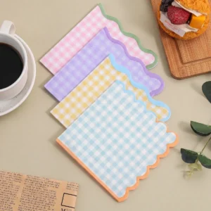 Pastel Gingham Scalloped Paper Napkins | Damai Party