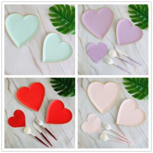 Pastel heart shaped paper plate with gold foil, wholesale party tableware