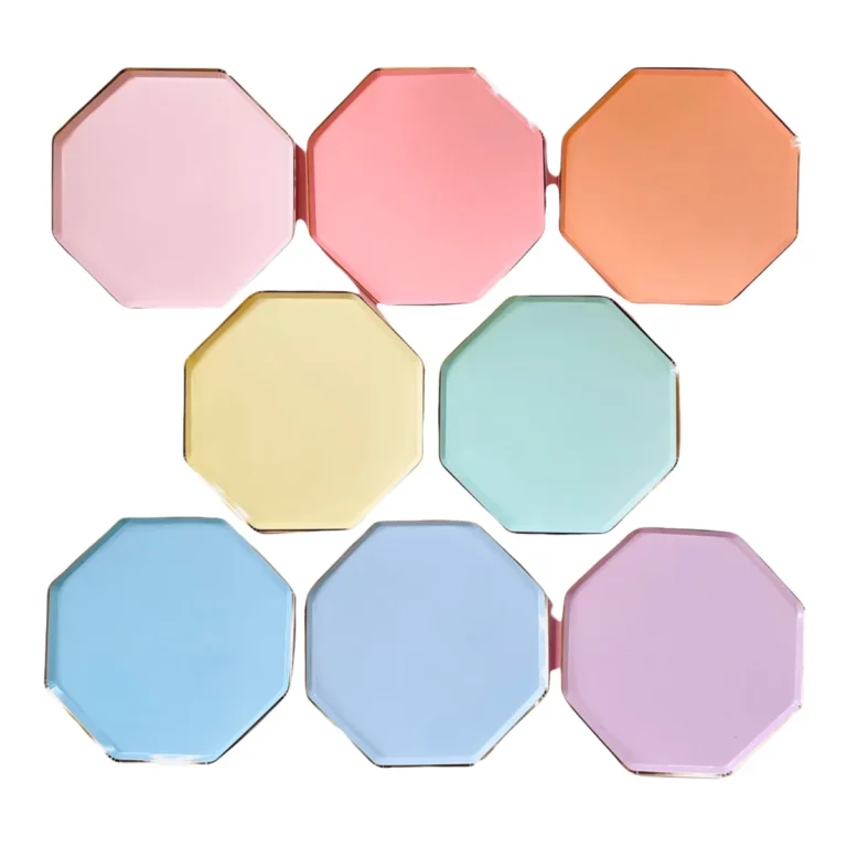 Pastel Shaped Paper Plates (Octagon & Round) | Damai Party
