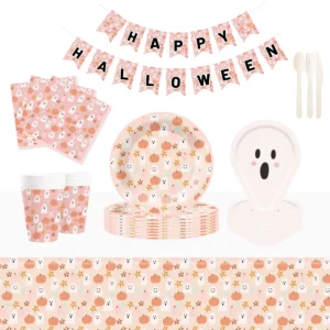 Pink Halloween Party Tableware Set (Serves 8) | Damai Party