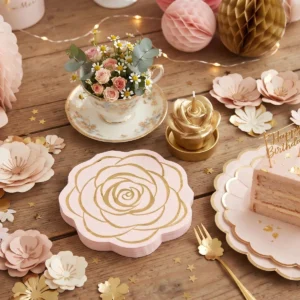 Pink Rose Shaped 2-Ply Cocktail Napkins | Damai Party