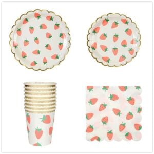 Strawberry gold foil scalloped tableware set
