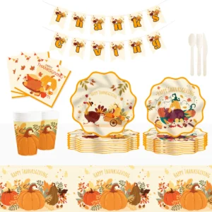 Thanksgiving Turkey & Maple Leaf Tableware Set | Damai Party