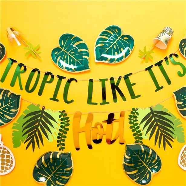 Tropical Luau Palm Leaf Party Tableware Set | Damai Party