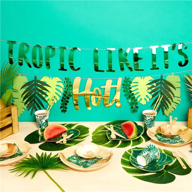 Tropical Luau Palm Leaf Party Tableware Set – view 3 | Damai Party